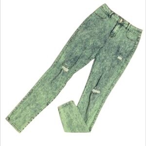 Number A size medium green acid washed jeggings
